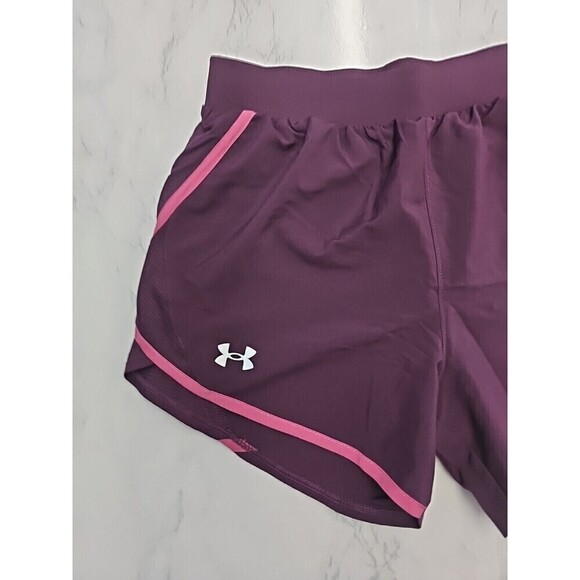 New Under Armour UA Women's Fly-By 2.0 Training Shorts, Dark Purple, Size XS - Picture 2 of 6